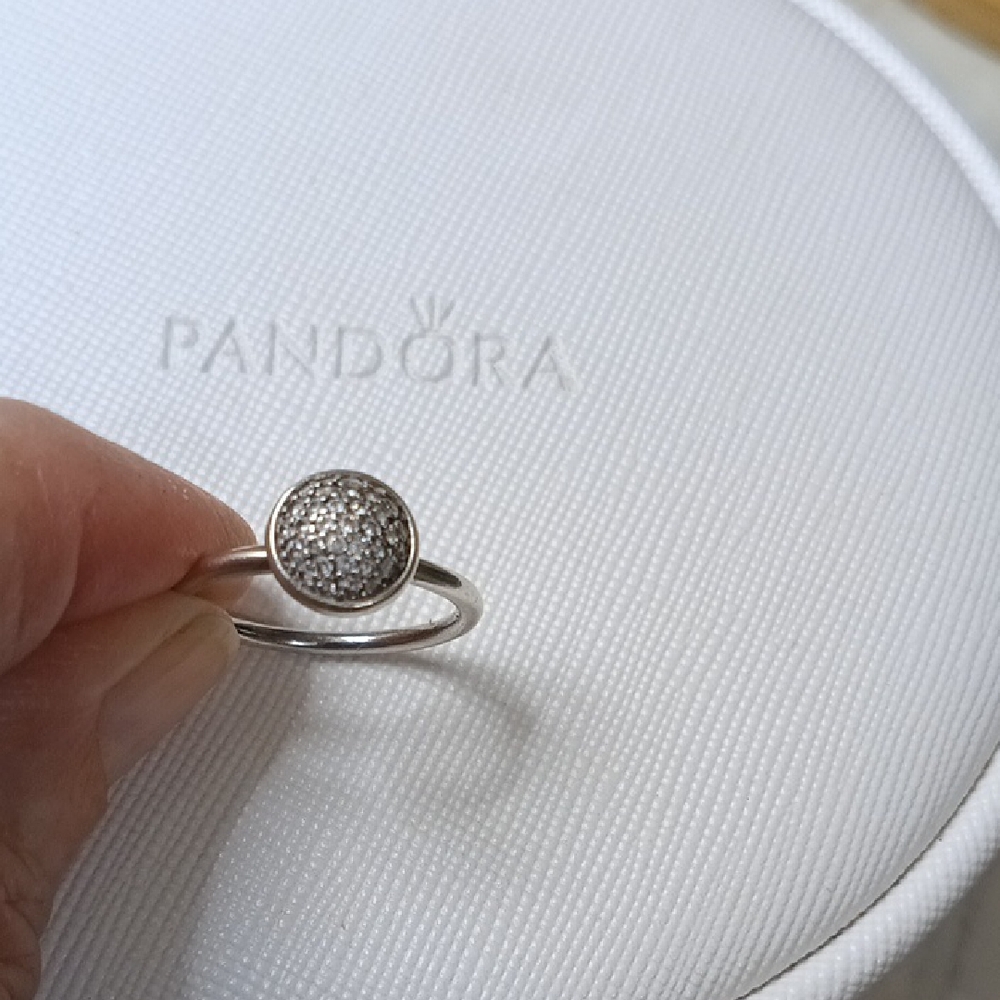 Pandora Vintage Stirling Silver And Clear CZ Dazzling Droplets Pave Ring